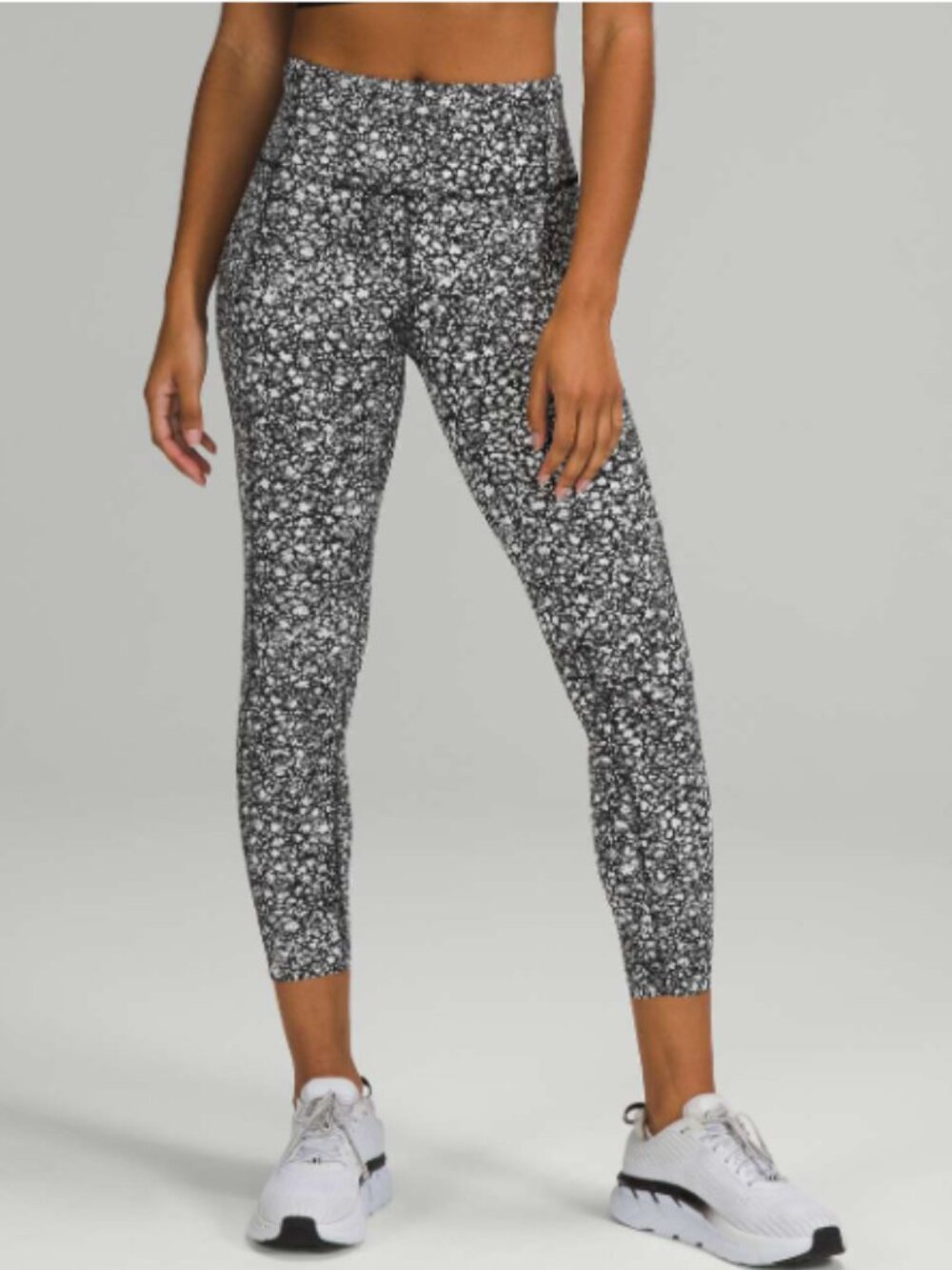 Lululemon Fast and Free High-Rise Tight Leggings 25" Nulux Floral Black White 8